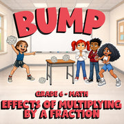 Effects of Multiplying by a Fraction BUMP Math Game - No Prep Grade 6 Review