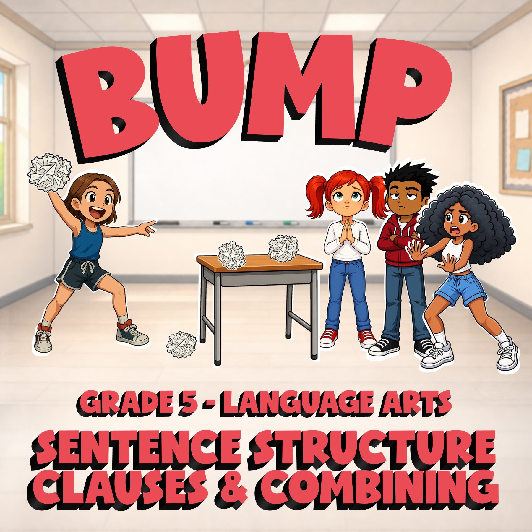 Sentence Structure Clauses & Combining BUMP ELA Game - No Prep Grade 5 Review