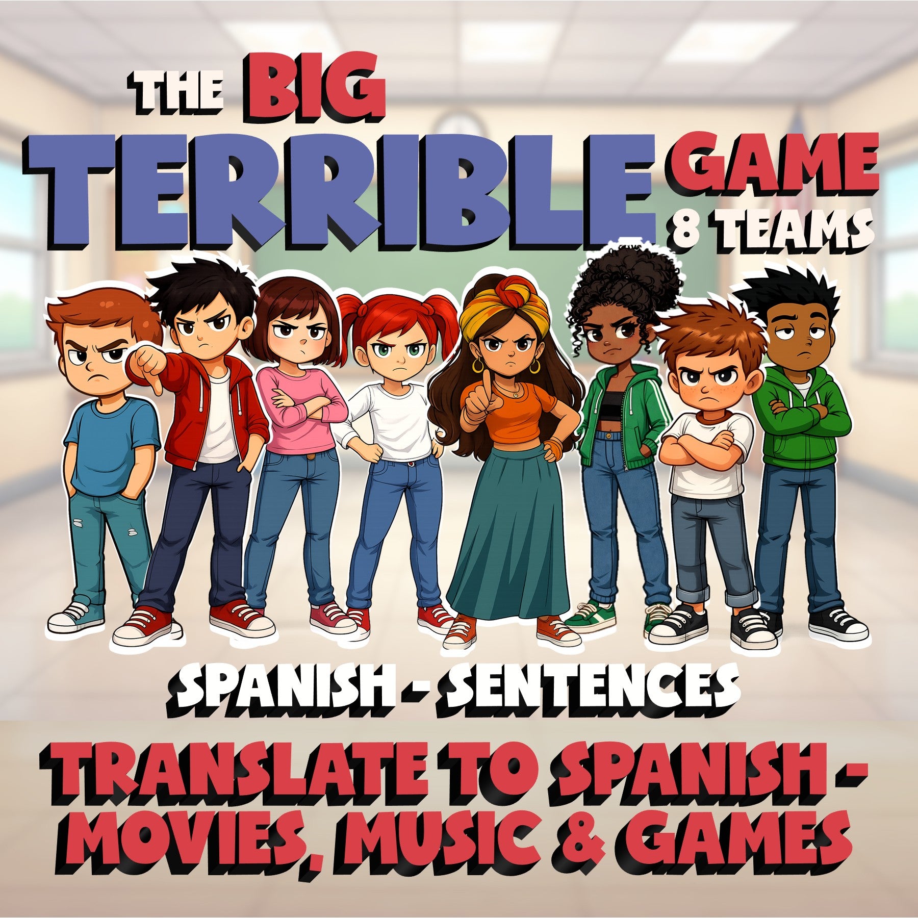 Translate to Spanish - Movies, Music & Games BIG TERRIBLE GAME - Spanish