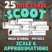 Scale & Approximations SCOOT TASK CARDS Science Game - No Prep Physics Review
