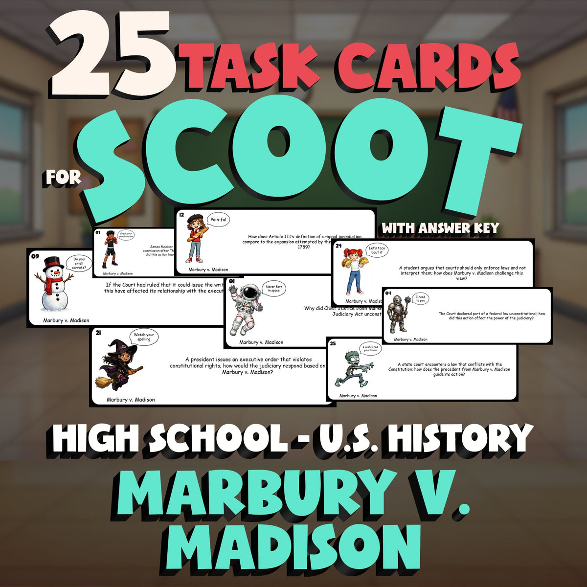 Marbury v. Madison SCOOT TASK CARDS U.S. History Game - No Prep Review Activity