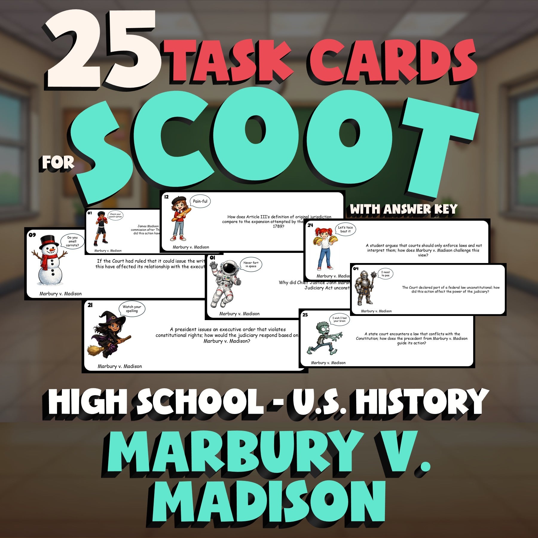 Marbury v. Madison SCOOT TASK CARDS U.S. History Game - No Prep Review Activity