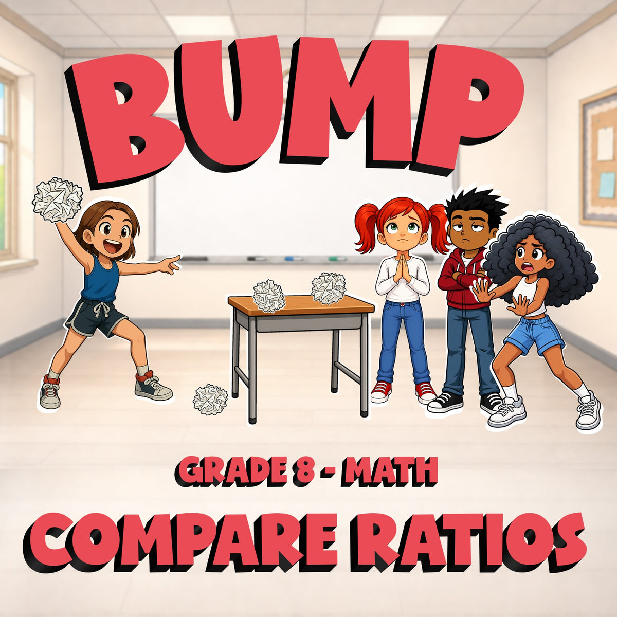 Compare Ratios BUMP Math Game - No Prep Grade 8 Review Activity