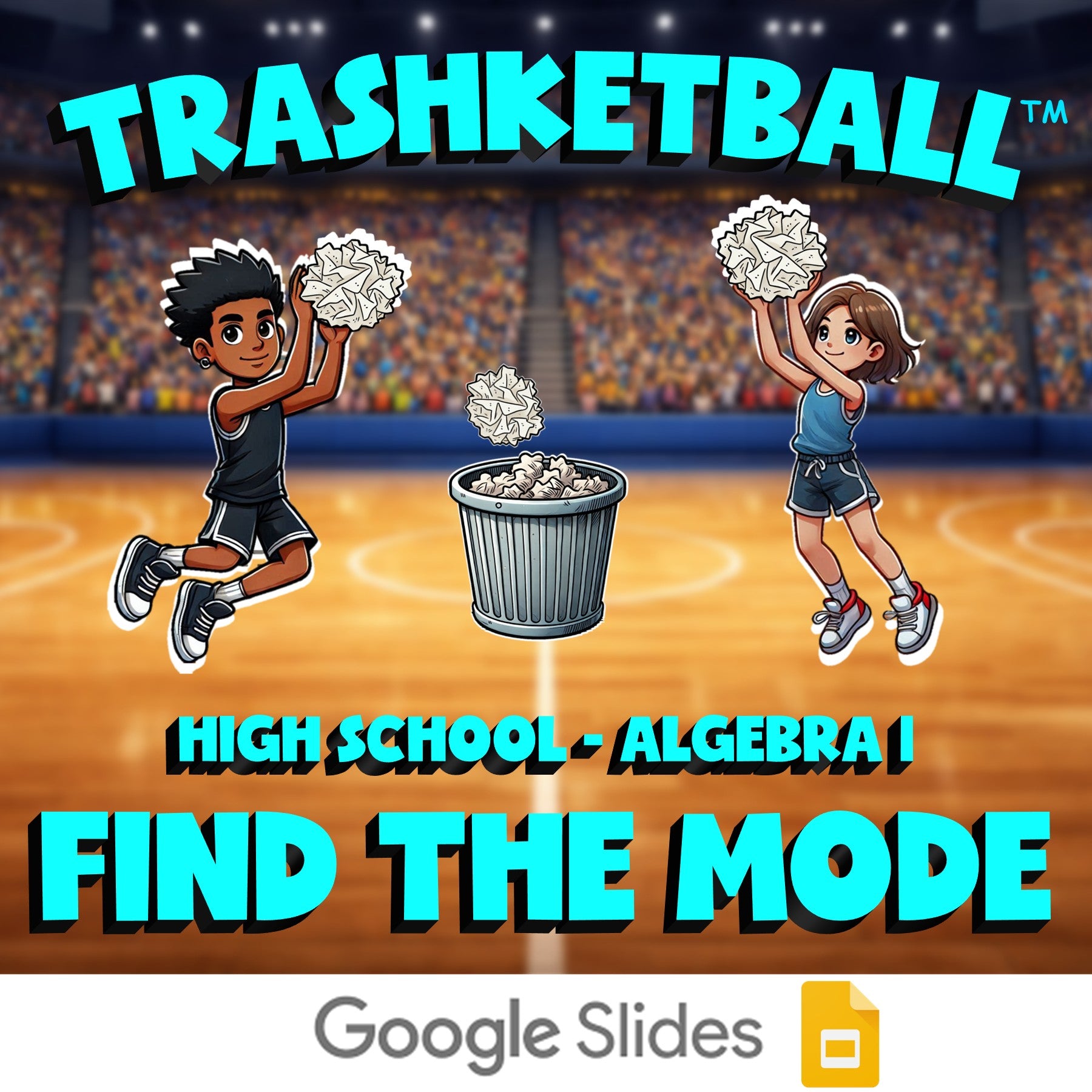 Find the Mode TRASHKETBALL Math Game - No Prep Algebra 1 Review Activity