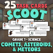 Comets, Asteroids, & Meteors SCOOT TASK CARDS Science Game - No Prep Grade 7