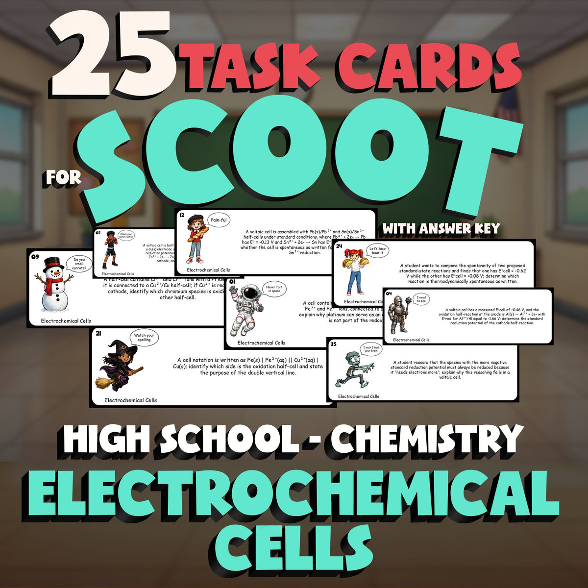 Electrochemical Cells SCOOT TASK CARDS Science Game - No Prep Chemistry Review
