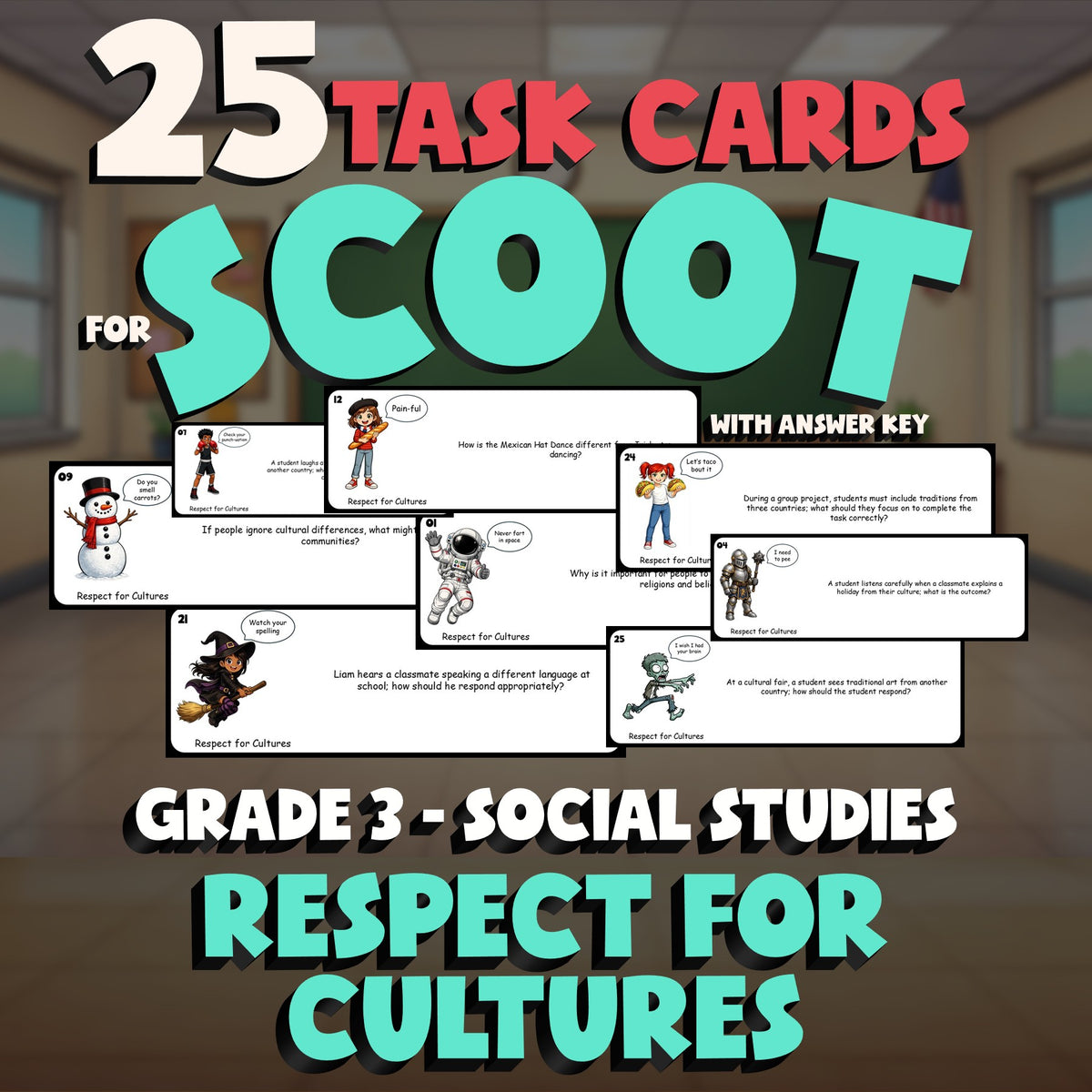 Respect for Cultures SCOOT TASK CARDS Socials Game - No Prep Grade 3 Review
