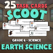 Earth Science SCOOT TASK CARDS Science Game - No Prep Grade 6 Review Activity