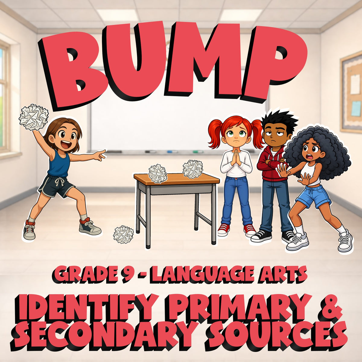 Identify Primary & Secondary Sources BUMP ELA Game - No Prep Grade 9 Review