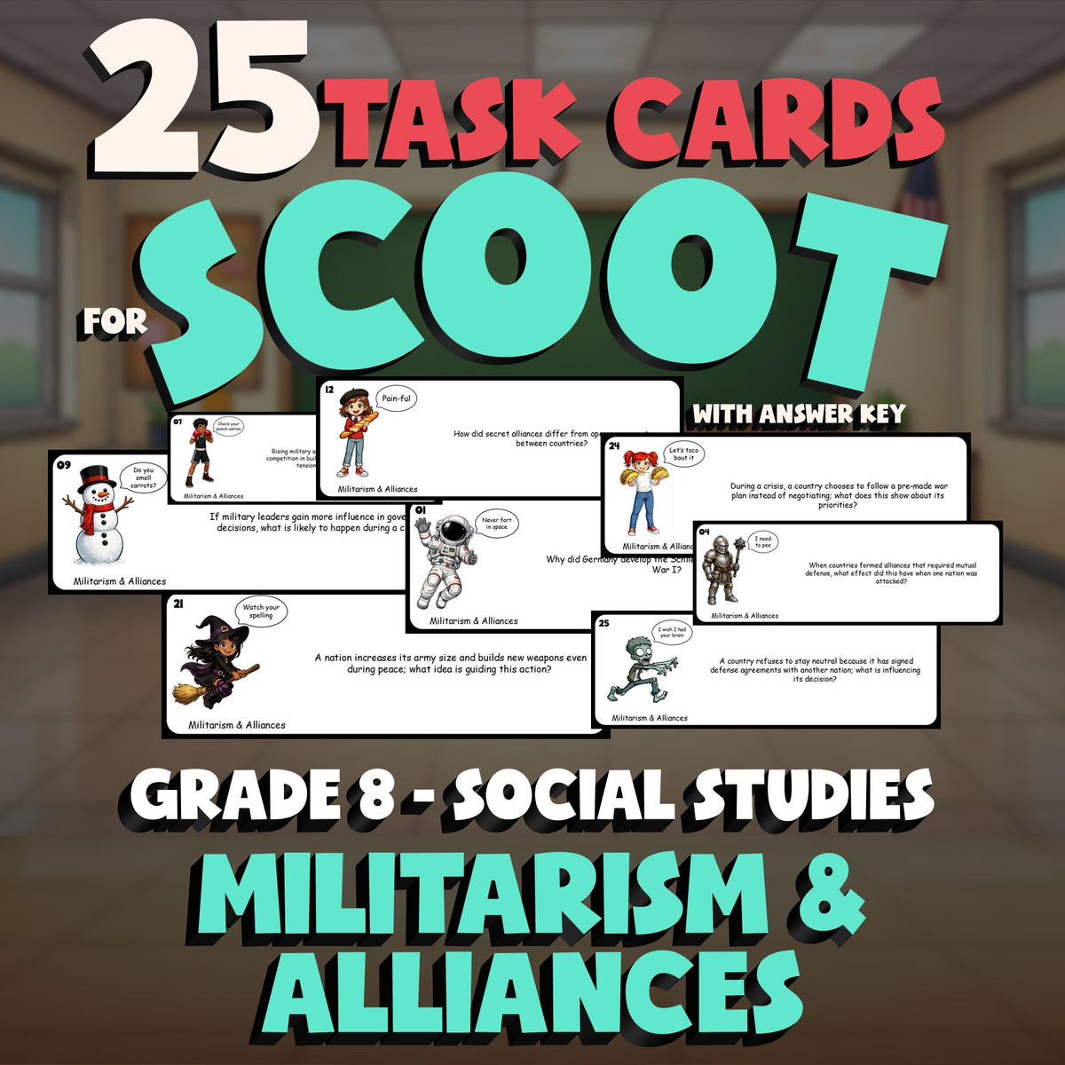 Militarism & Alliances SCOOT TASK CARDS Socials Game - No Prep Grade 8 Review