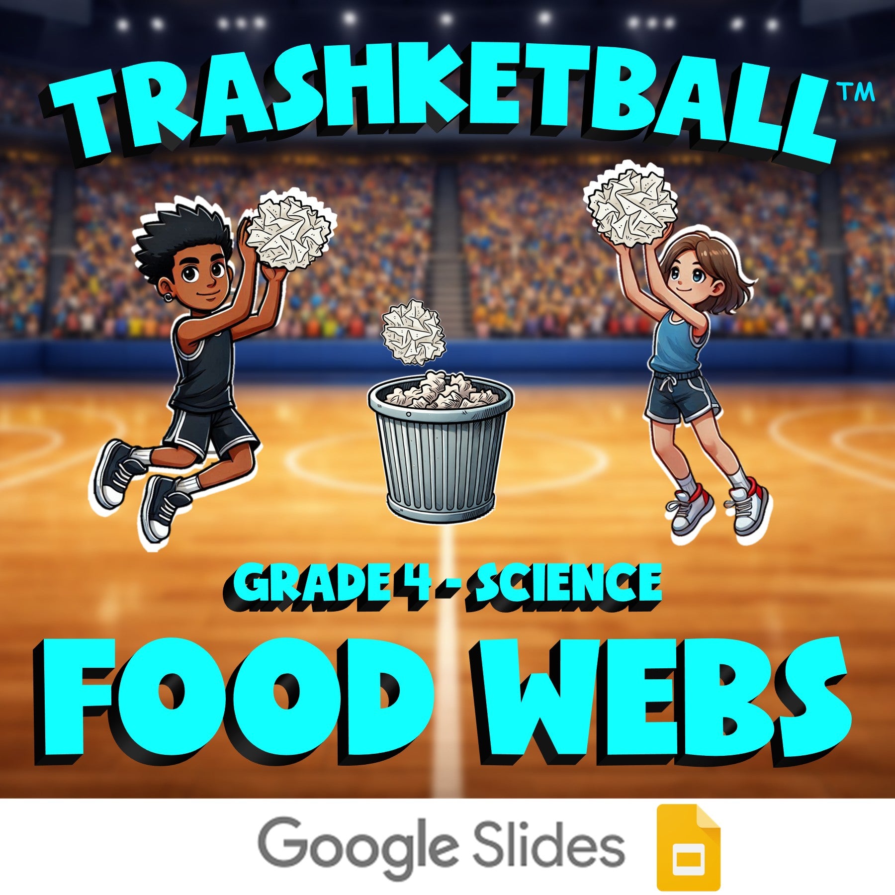 Food Webs TRASHKETBALL Science Game - No Prep Grade 4 Review Activity