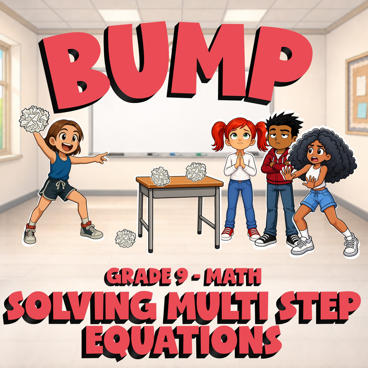 Solving Multi Step Equations BUMP Math Game - No Prep Grade 9 Review Activity