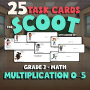 Multiplication 0–5 SCOOT TASK CARDS Math Game - No Prep Grade 3 Review Activity
