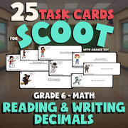 Reading & Writing Decimals SCOOT TASK CARDS Math Game - No Prep Grade 6 Review
