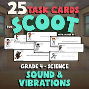 Sound & Vibrations SCOOT TASK CARDS Science Game - No Prep Grade 4 Review