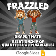 Relationship of Quantities with Variables FRAZZLED Math Game - No Prep Grade 7