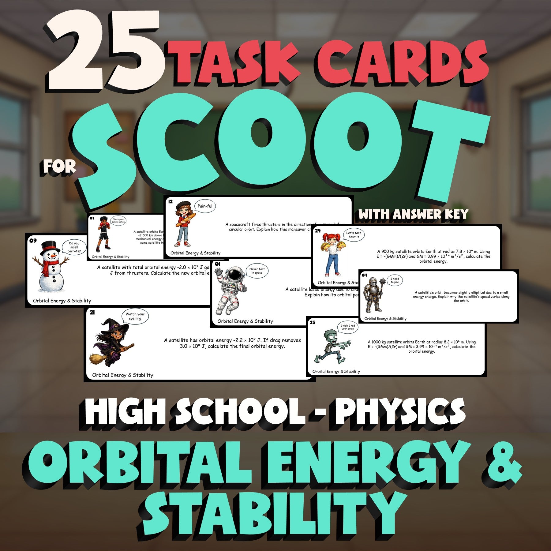 Orbital Energy & Stability SCOOT TASK CARDS Science Game - No Prep Physics