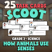 How Animals Use Senses SCOOT TASK CARDS Science Game - No Prep Grade 3 Review