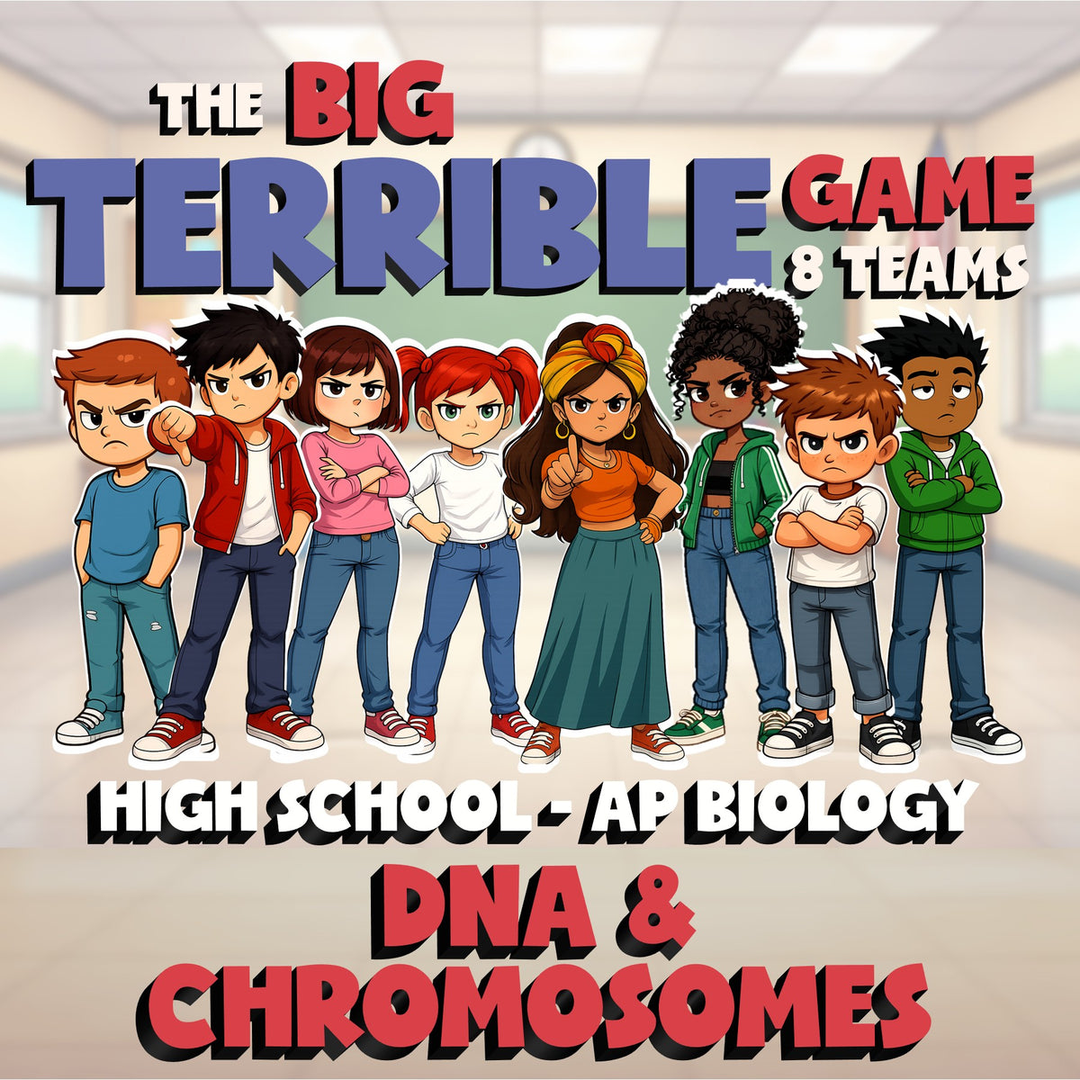 DNA & Chromosomes BIG TERRIBLE GAME - No Prep AP Biology Science Review Activity