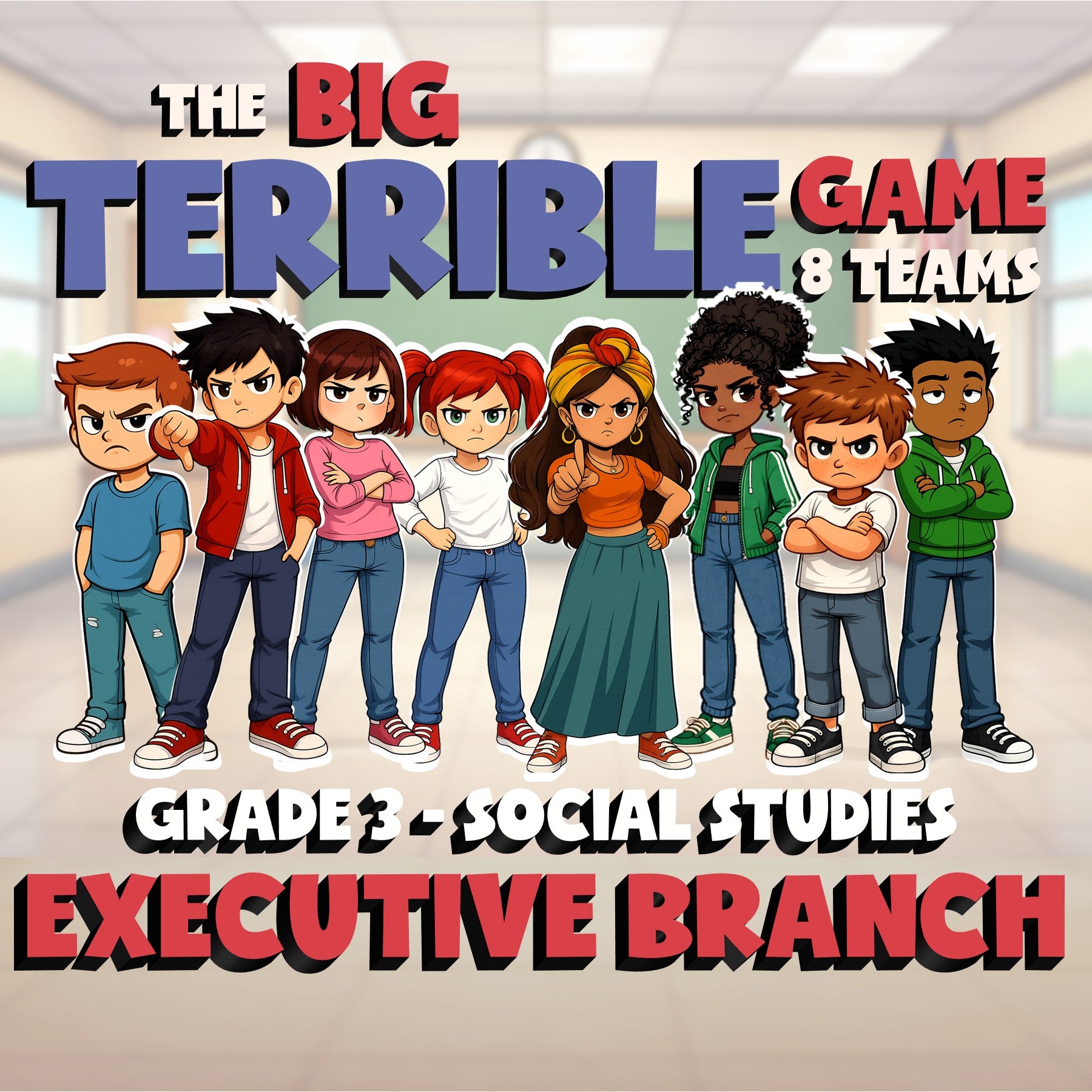 Executive Branch BIG TERRIBLE GAME - No Prep Grade 3 Socials Review Activity