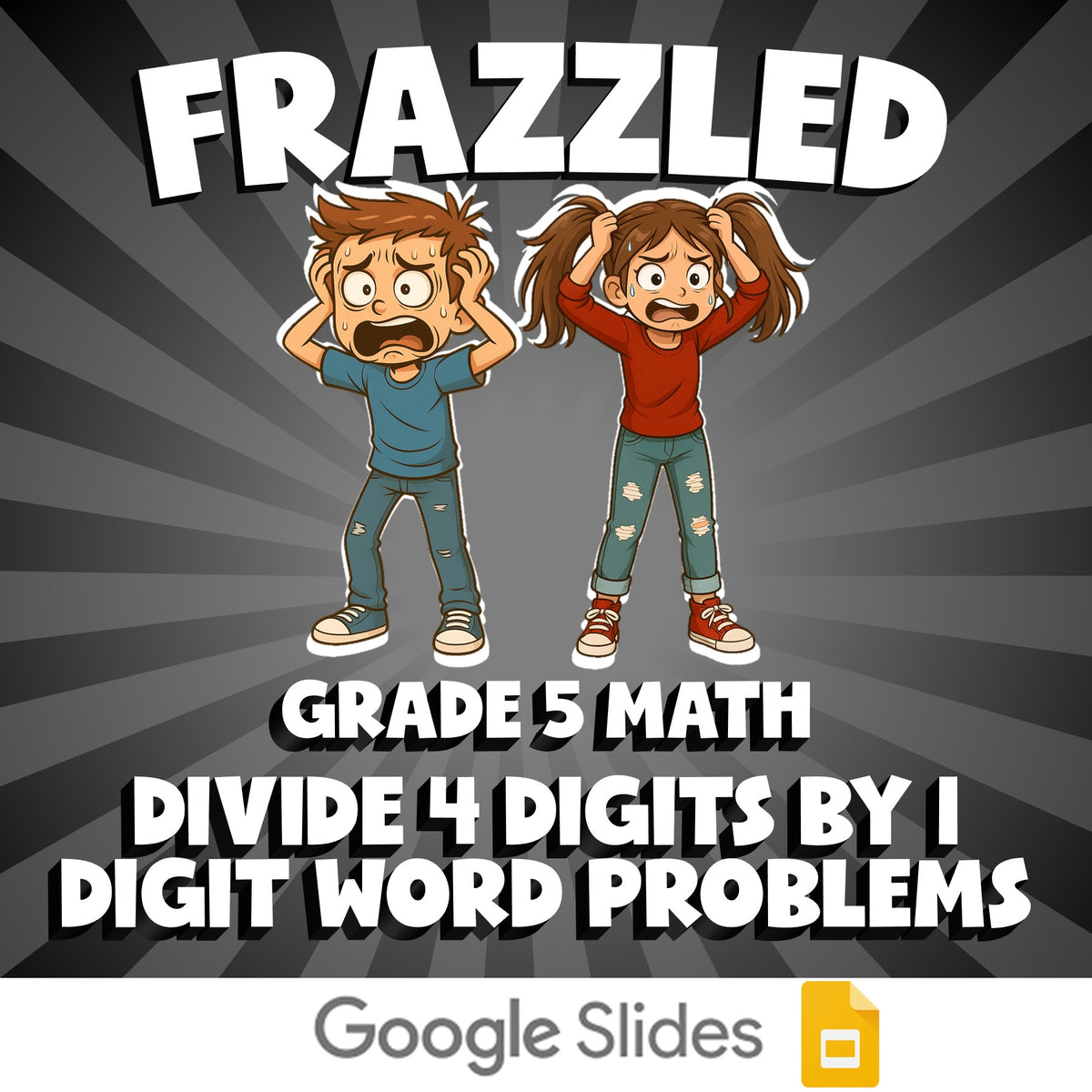 Divide 4 Digits by 1 Digit Word Problems FRAZZLED Math Game - No Prep Grade 5