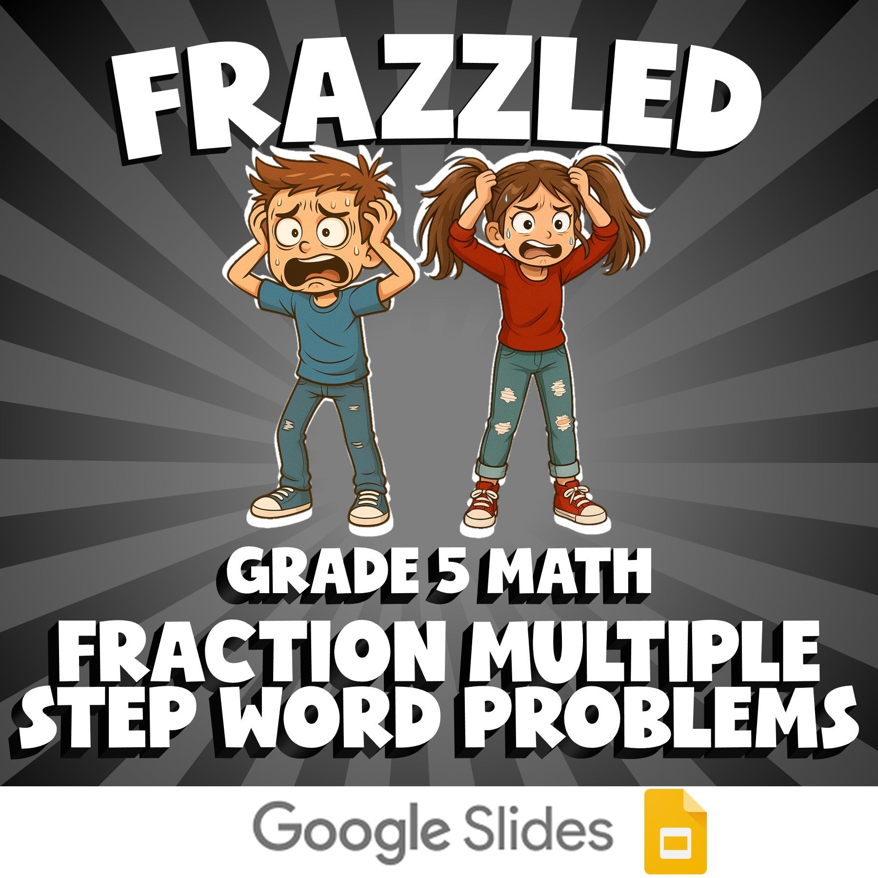 Fraction Multiple Step Word Problems FRAZZLED Math Game - No Prep Grade 5 Review
