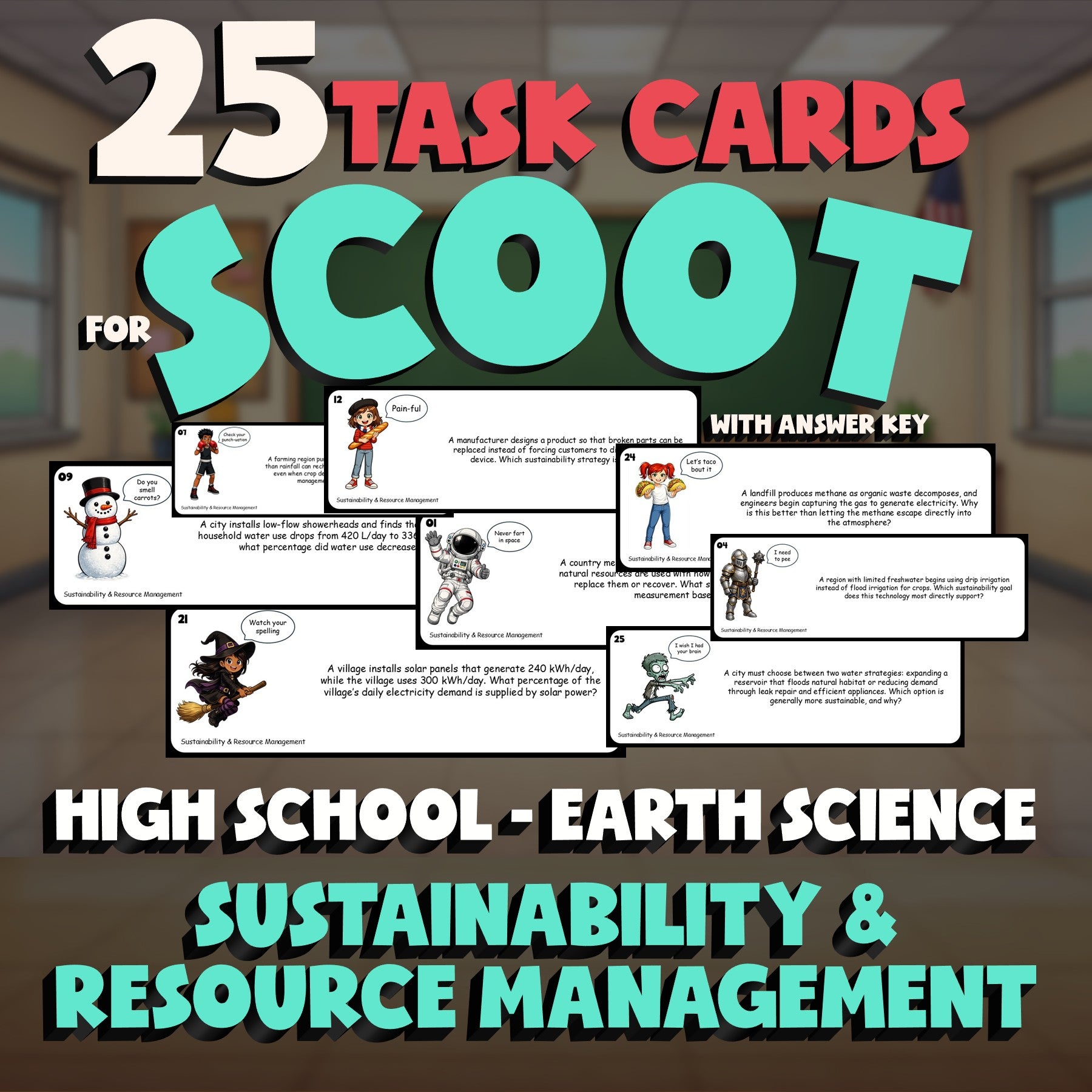 Sustainability & Resource Management SCOOT TASK CARDS Game - Earth Science