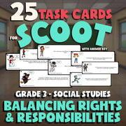Balancing Rights & Responsibilities SCOOT TASK CARDS Socials Game - Grade 3