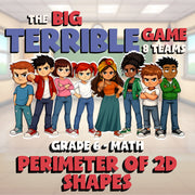 Perimeter of 2D Shapes BIG TERRIBLE GAME - No Prep Grade 6 Math Review Activity