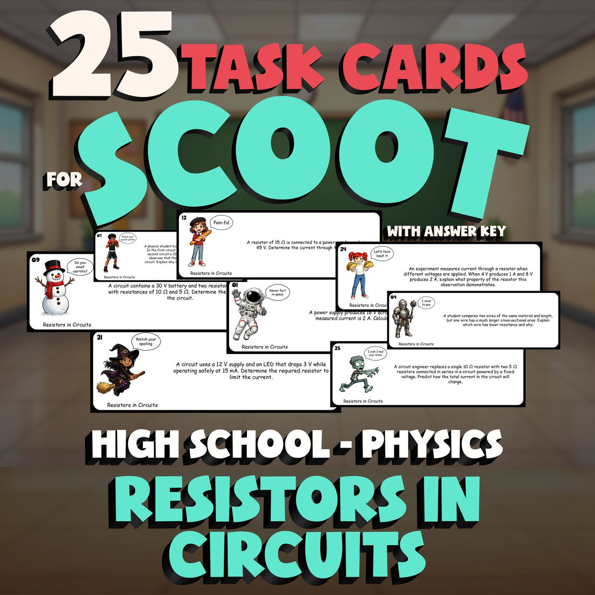 Resistors in Circuits SCOOT TASK CARDS Science Game - No Prep Physics Review