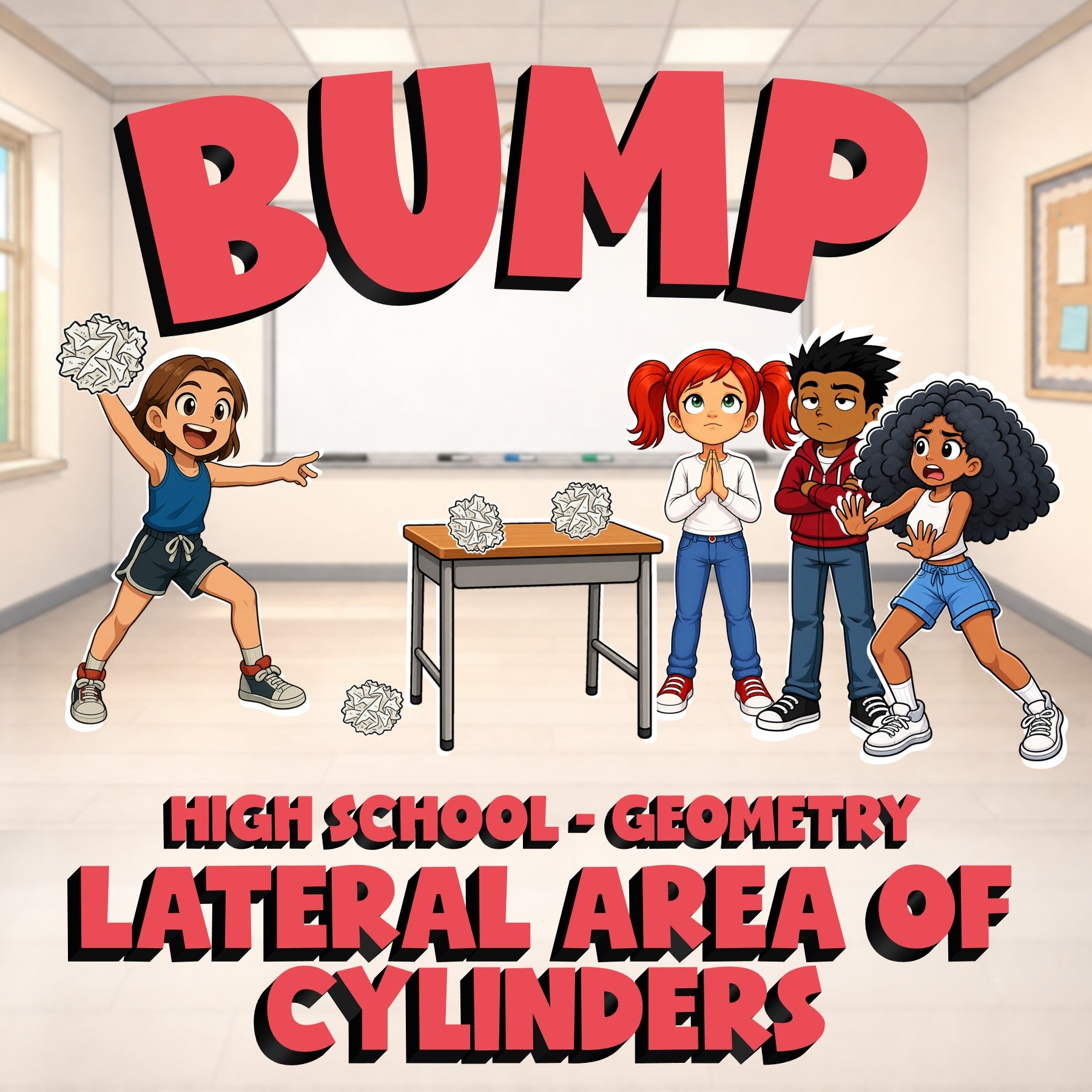 Lateral Area of Cylinders BUMP Math Game - No Prep Geometry Review Activity