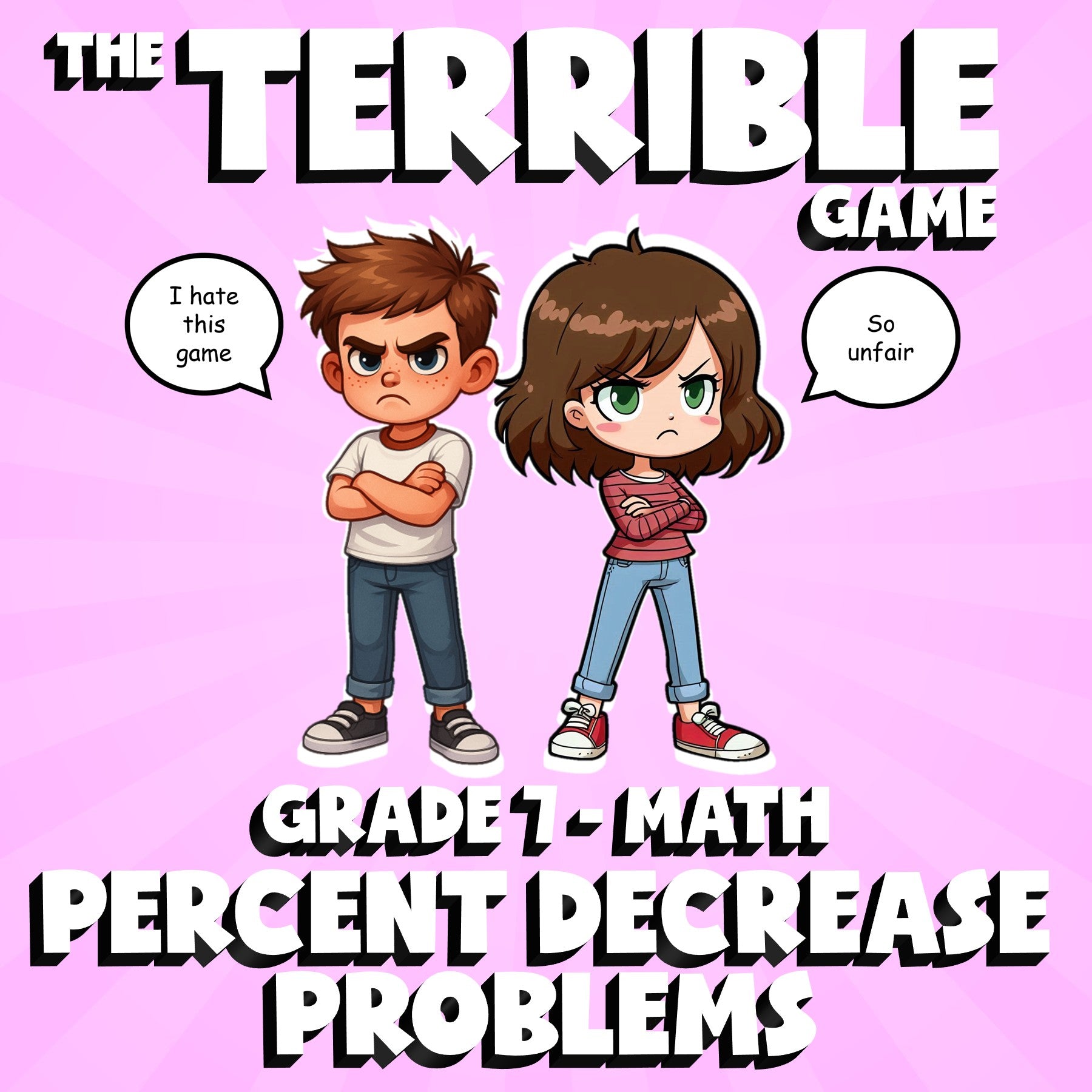Percent Decrease Problems THE TERRIBLE GAME - No Prep Grade 7 Math Review
