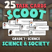 Science & Society SCOOT TASK CARDS Science Game - No Prep Grade 7 Review