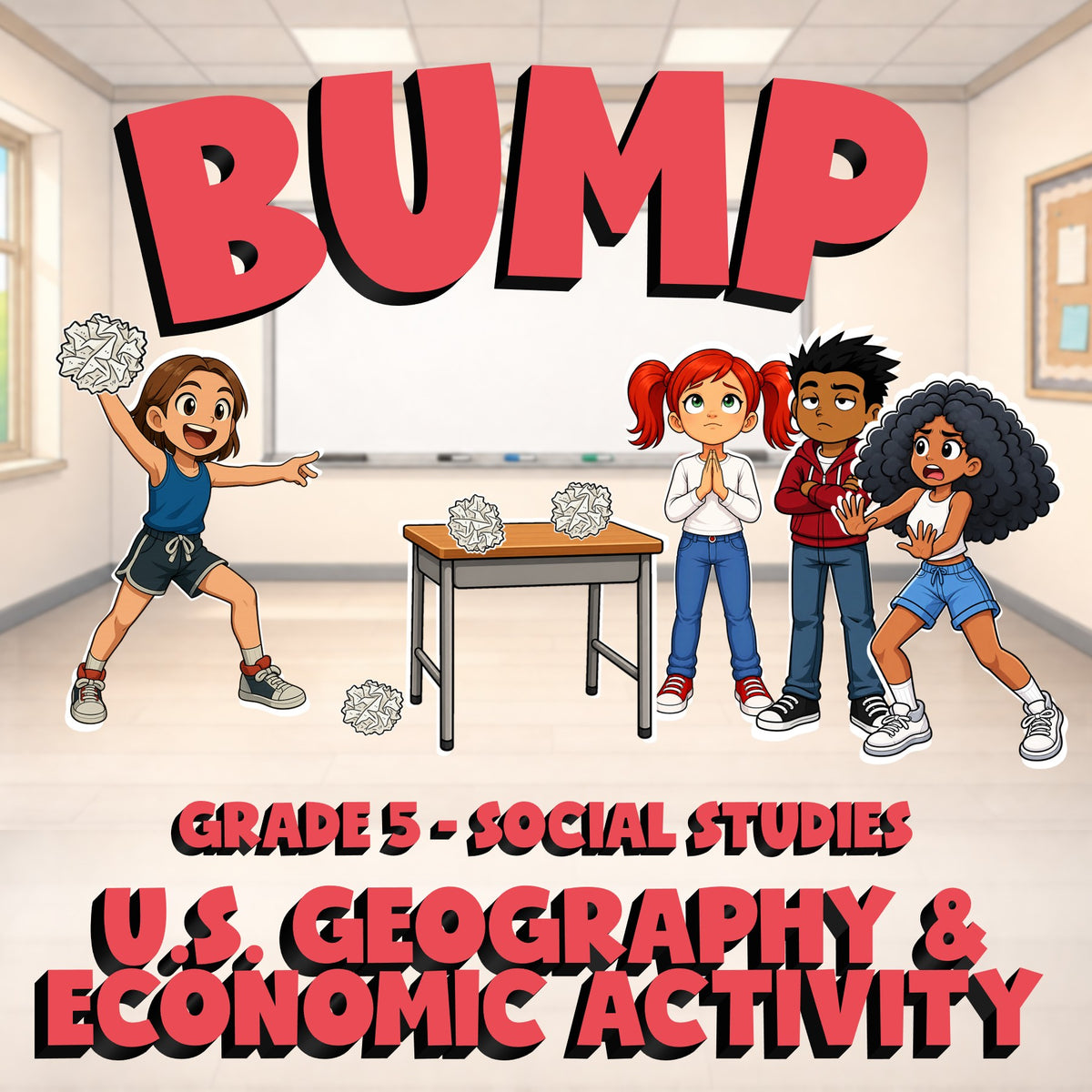 U.S. Geography & Economic Activity BUMP Socials Game - No Prep Grade 5 Review