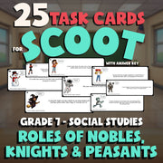 Roles of Nobles, Knights & Peasants SCOOT TASK CARDS Socials Game - Grade 7