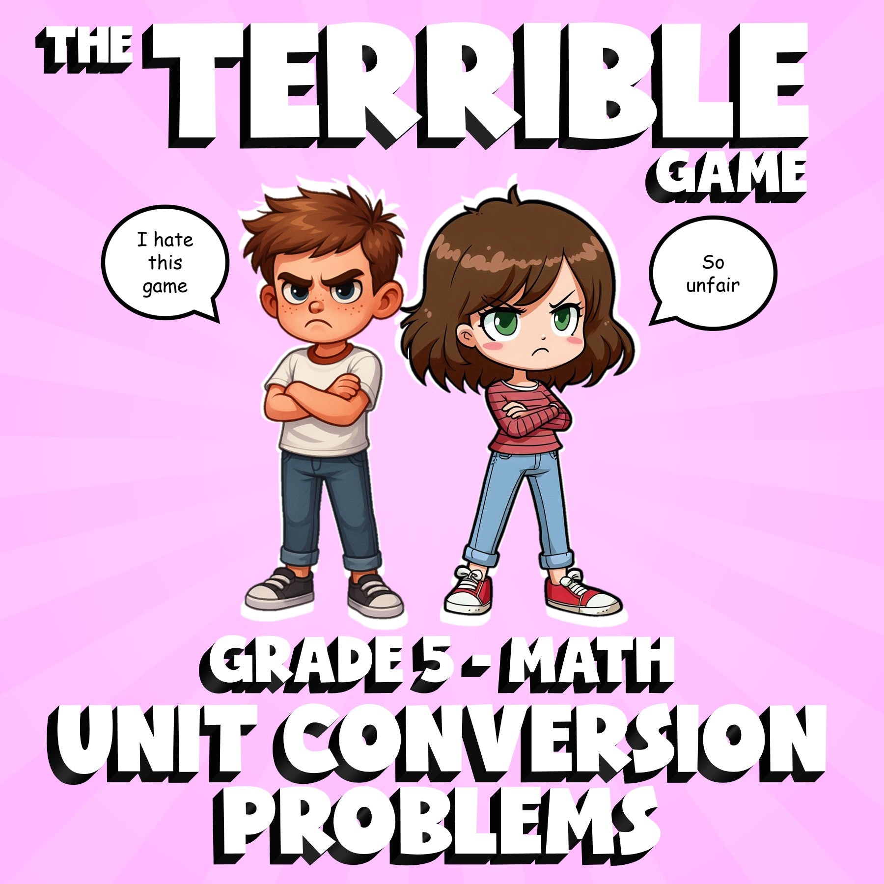 Unit Conversion Problems THE TERRIBLE GAME - No Prep Grade 5 Math Review