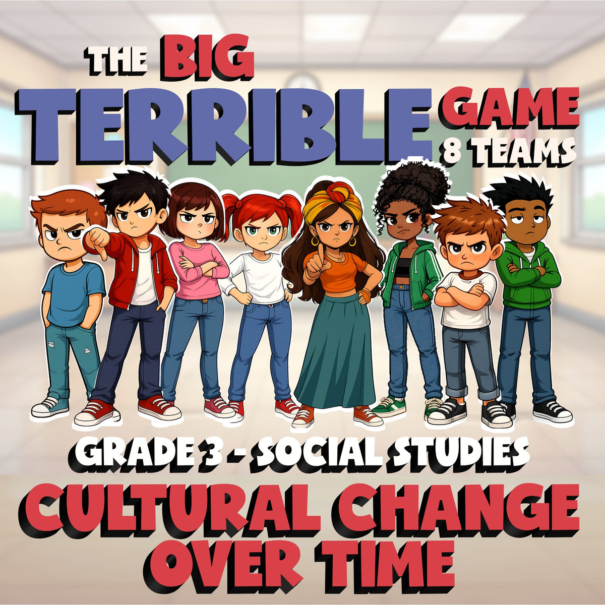 Cultural Change Over Time BIG TERRIBLE GAME - No Prep Grade 3 Socials Review