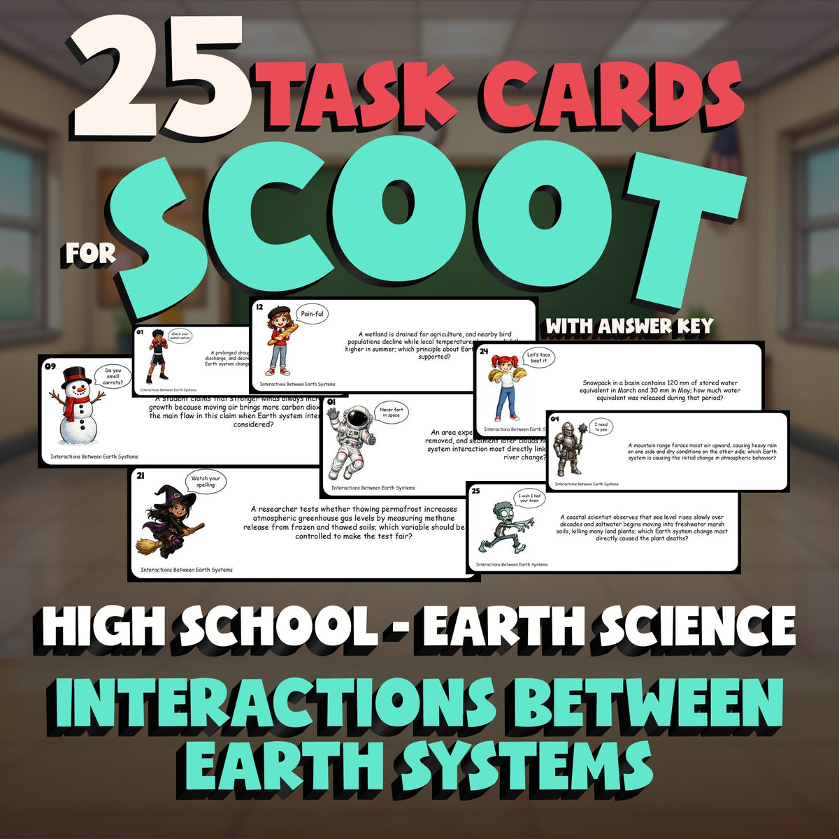 Interactions Between Earth Systems SCOOT TASK CARDS Game - No Prep Earth Science