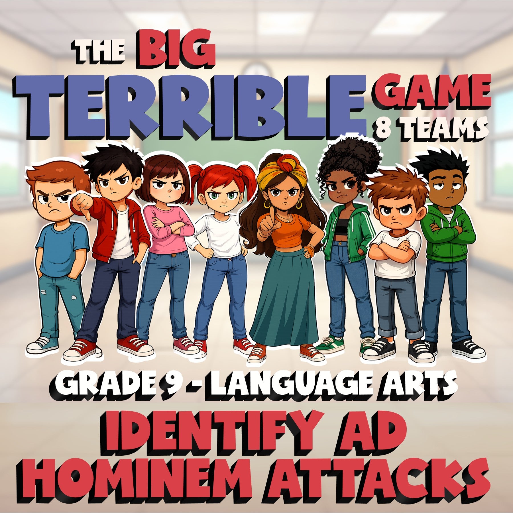 Identify Ad Hominem Attacks BIG TERRIBLE GAME - No Prep Grade 9 ELA Review