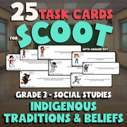 Indigenous Traditions & Beliefs SCOOT TASK CARDS Socials Game - No Prep Grade 3
