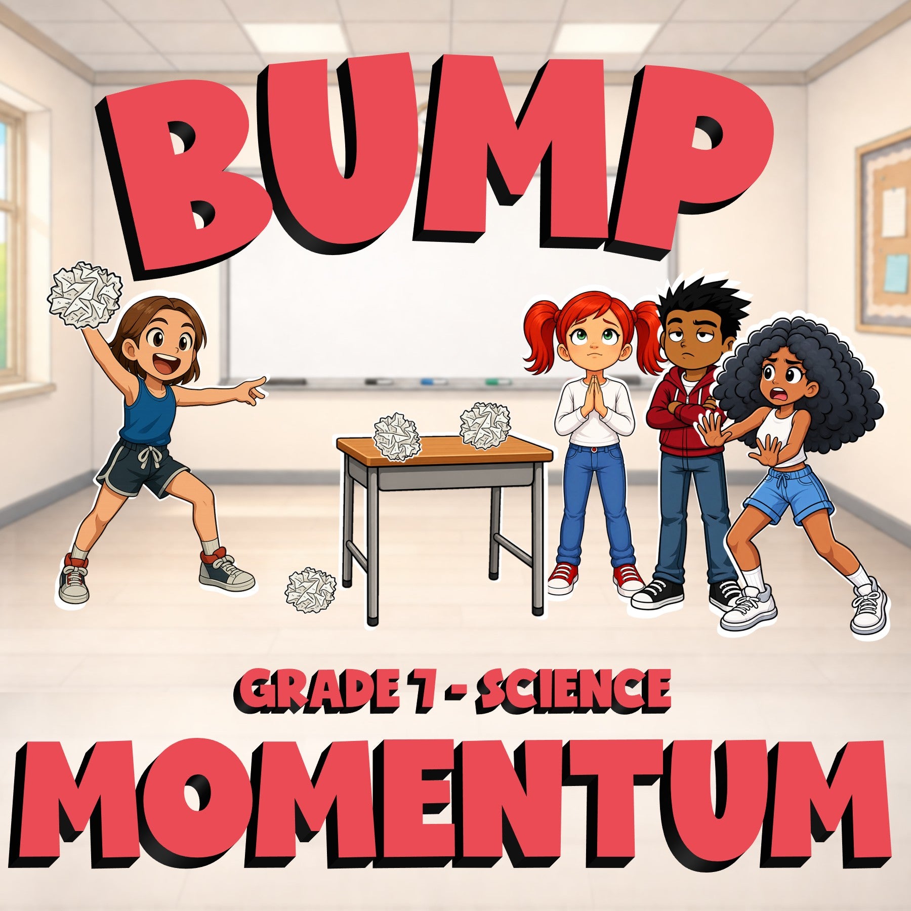 Momentum BUMP Science Game - No Prep Grade 7 Review Activity