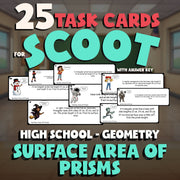 Surface Area of Prisms SCOOT TASK CARDS Math Game - No Prep Geometry Review