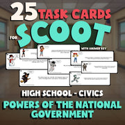 Powers of the National Government SCOOT TASK CARDS Civics Game - No Prep Review