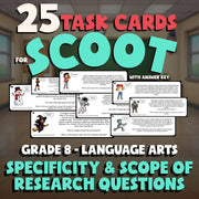 Specificity & Scope of Research Questions SCOOT TASK CARDS ELA Game - Grade 8