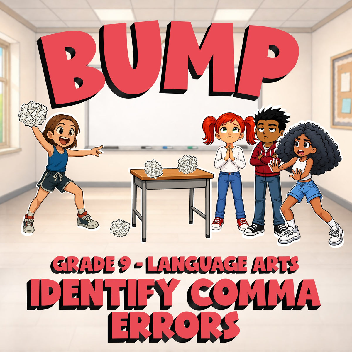 Identify Comma Errors BUMP ELA Game - No Prep Grade 9 Review Activity