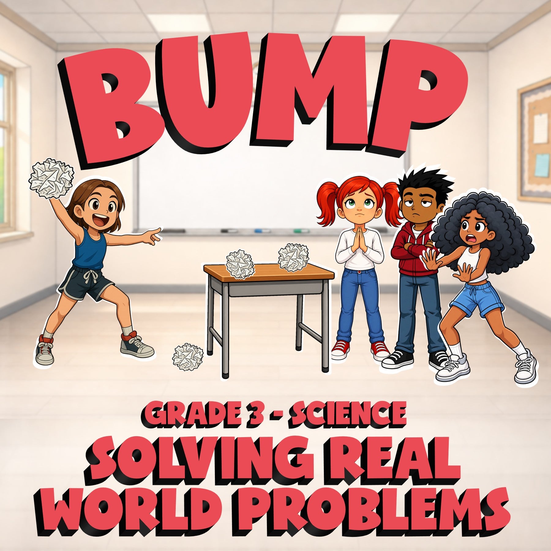 Solving Real world Problems BUMP Science Game - No Prep Grade 3 Review Activity