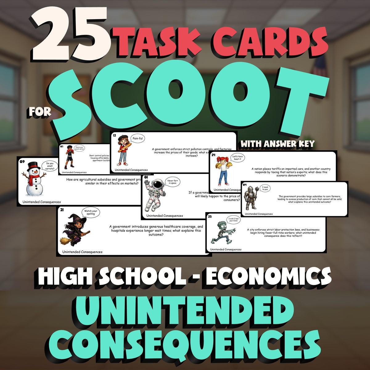Unintended Consequences SCOOT TASK CARDS Economics Game - No Prep Review