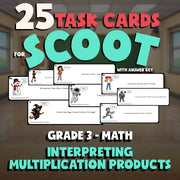 Interpreting Multiplication Products SCOOT TASK CARDS Math Game - Grade 3