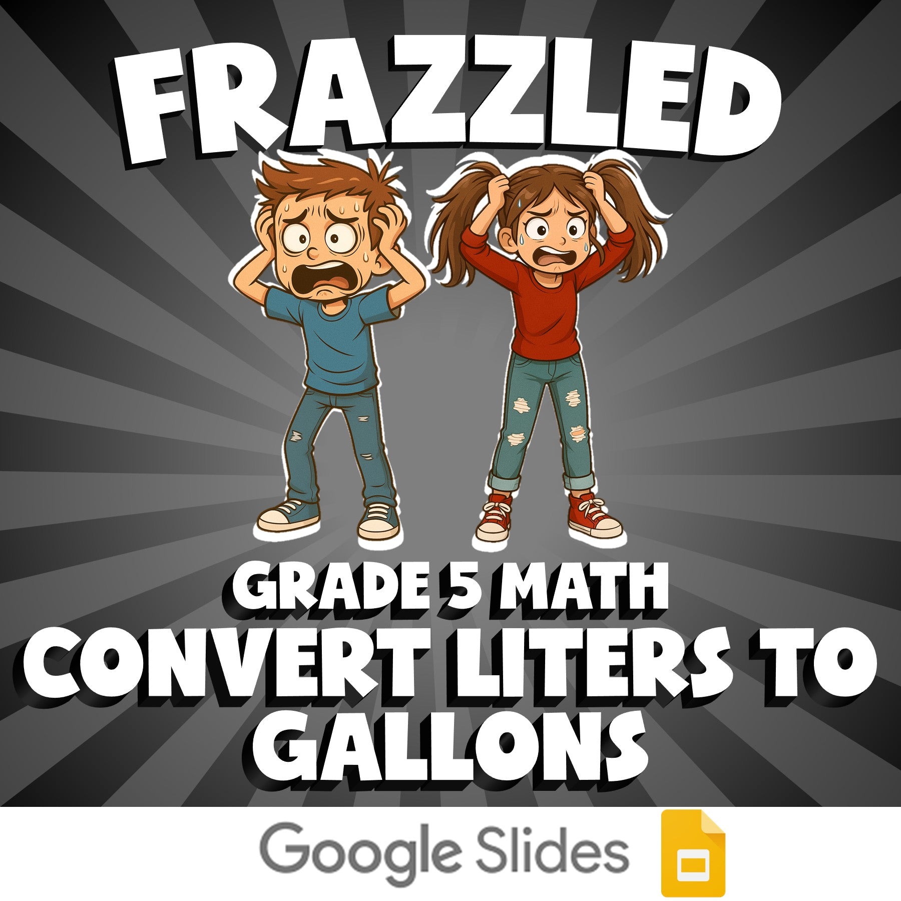 Convert Liters to Gallons FRAZZLED Math Game - No Prep Grade 5 Review Activity