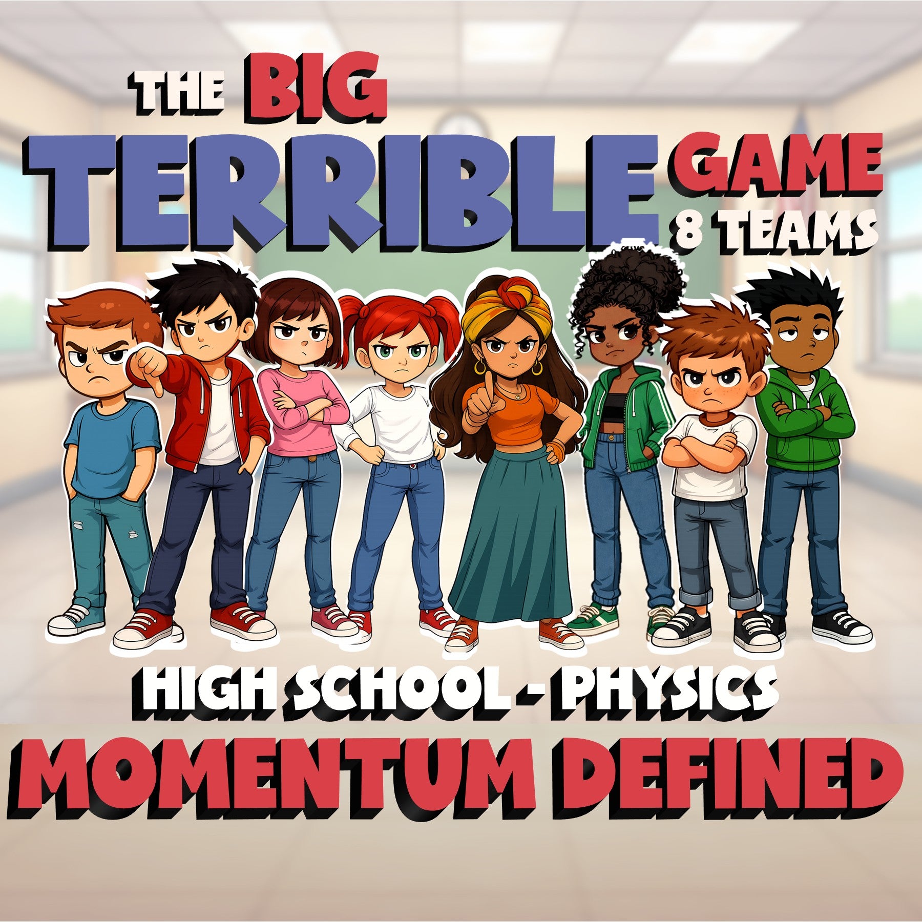 Momentum Defined BIG TERRIBLE GAME - No Prep Physics Science Review Activity